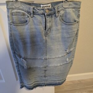 Blank Denim Midi Skirt in Light Blue